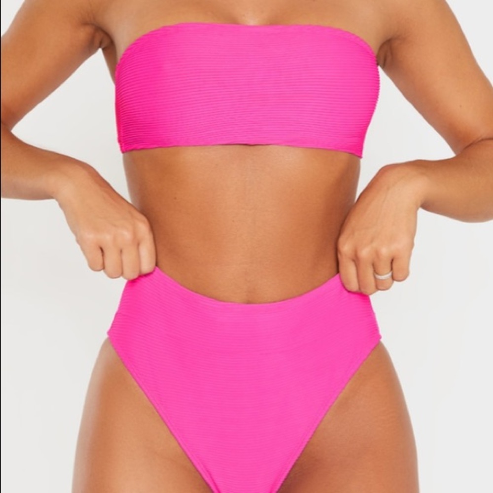 PrettyLittleThing Ribbed Bandeau Bikini Set - Picture 7 of 8